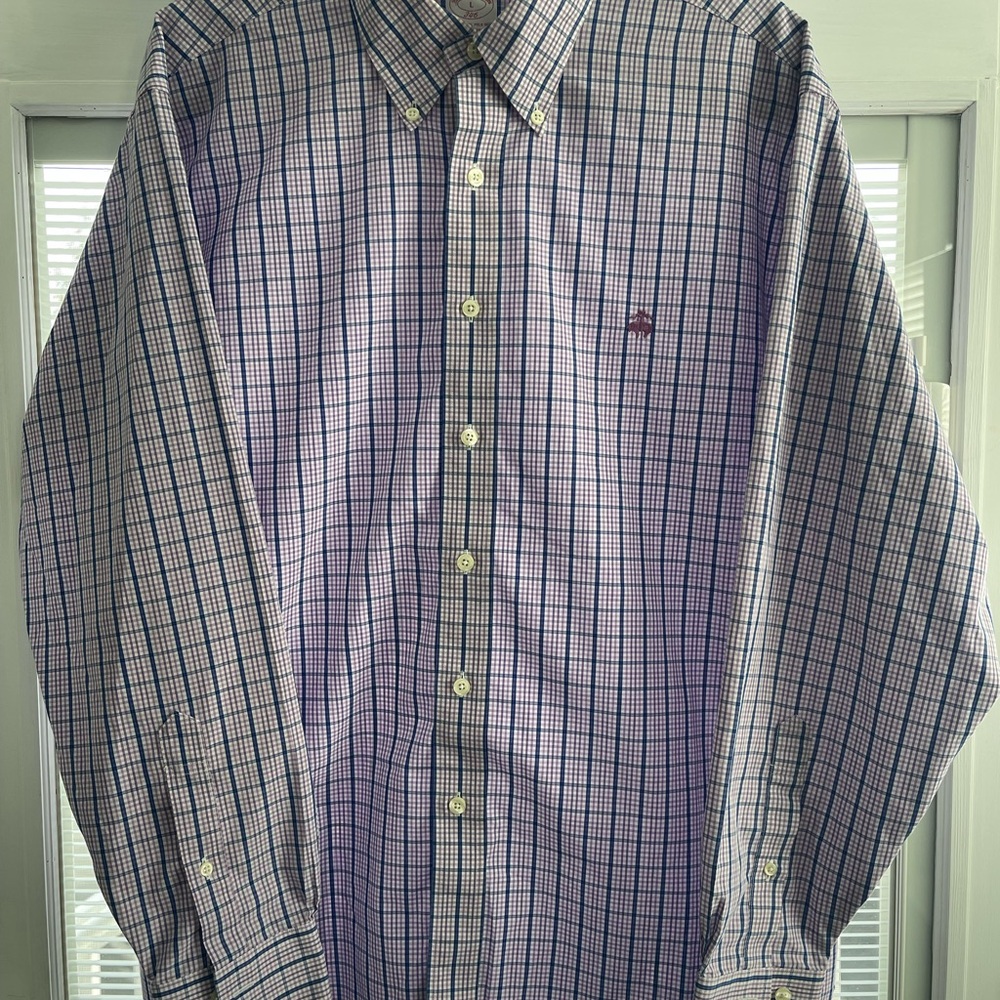 Brooks Brothers Men’s Checkered Button‑Down Shirt – Size L, Original Fit